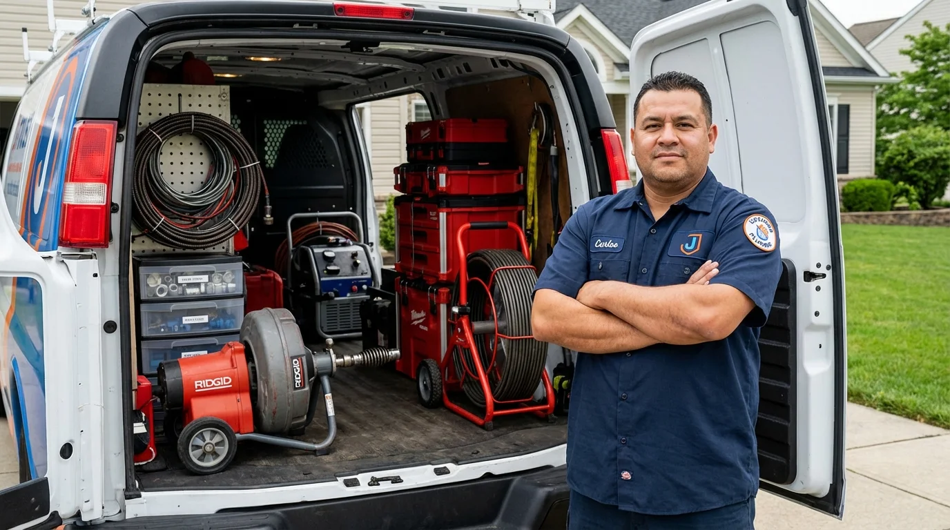 Professional drain cleaning equipment and Johns Plumbing LLC plumber in New Martinsville