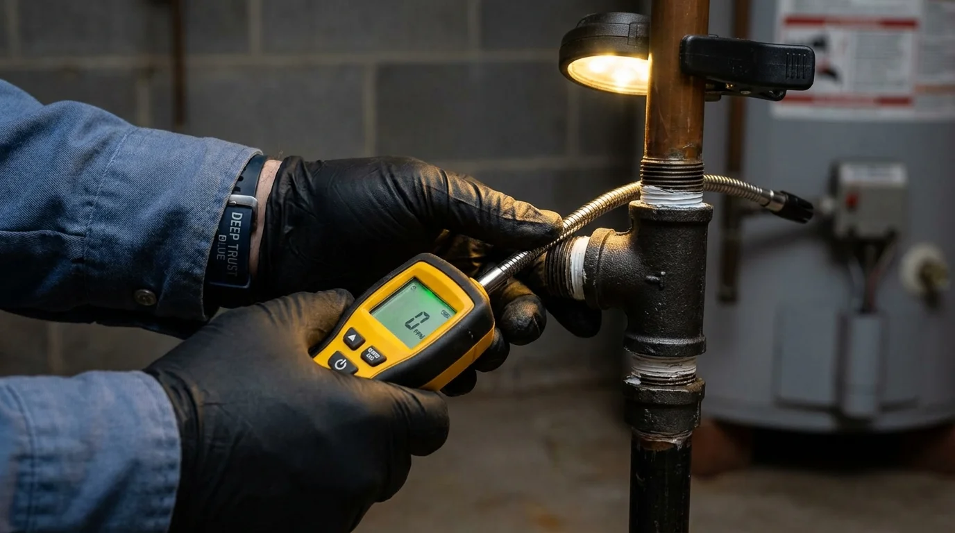 Gas leak detection with electronic sniffer by Johns Plumbing LLC in New Martinsville