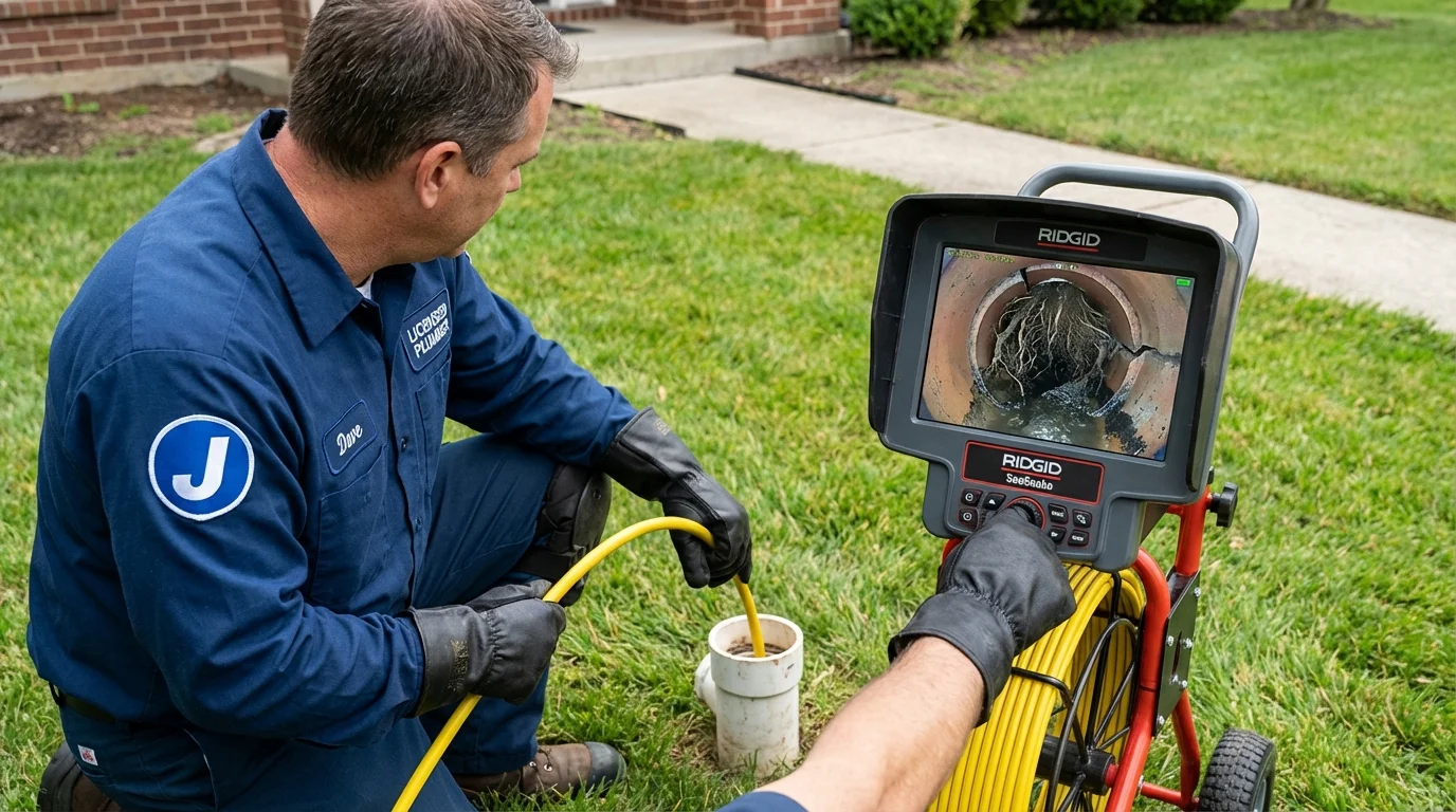 Sewer camera inspection being performed by Johns Plumbing LLC in New Martinsville